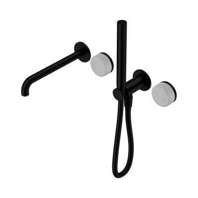Nero Serenity Progressive Shower System With Spout With Carrara Handle And Slim Shower, Matte Black