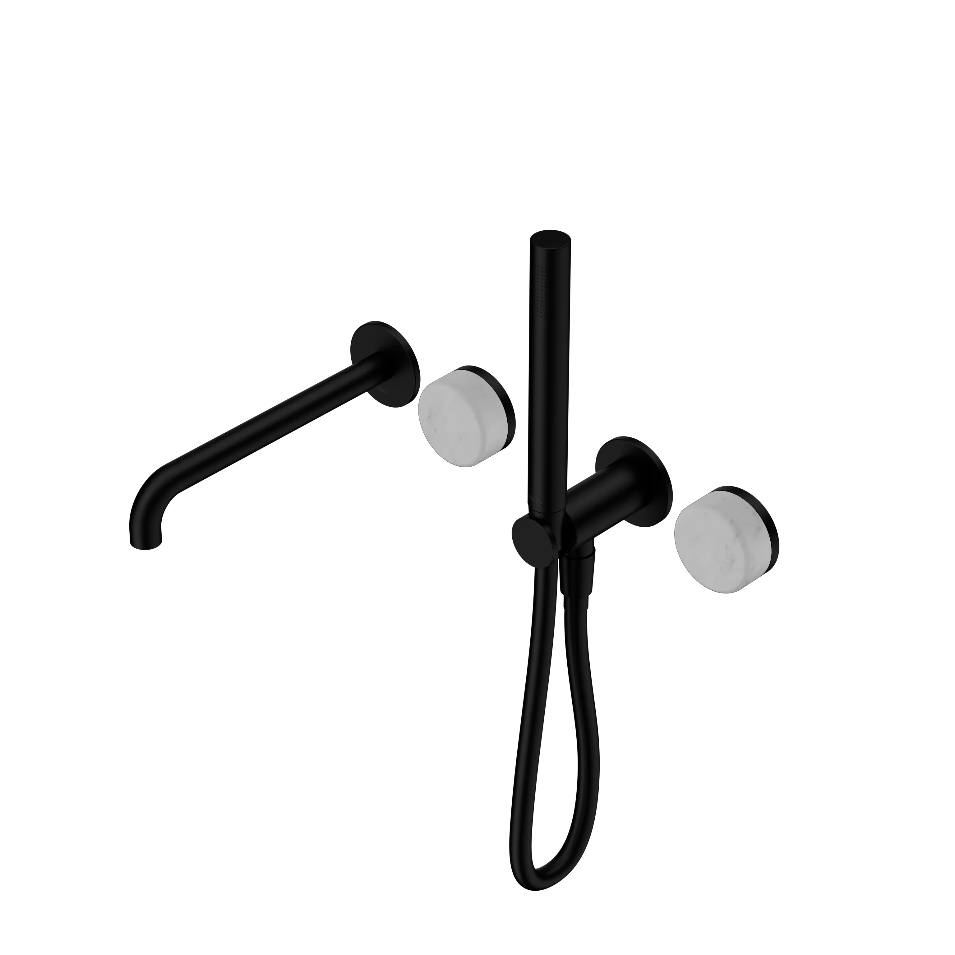 Nero Serenity Progressive Shower System With Spout With Carrara Handle And Slim Shower