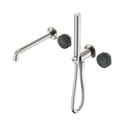 Nero Serenity Progressive Shower System With Spout With Verde Alpi Handle And Slim Shower, Brushed Nickel