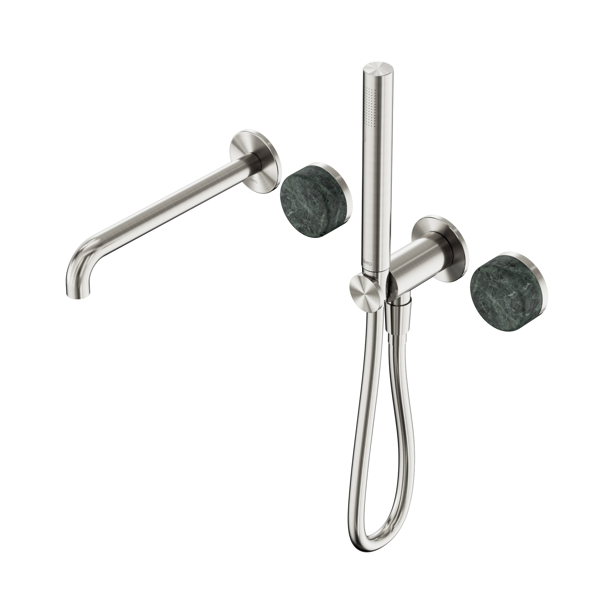 Nero Serenity Progressive Shower System With Spout With Verde Alpi Handle And Slim Shower, Brushed Nickel
