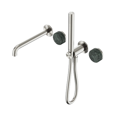 Nero Serenity Progressive Shower System With Spout With Verde Alpi Handle And Slim Shower, Brushed Nickel