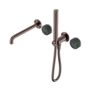 Nero Serenity Progressive Shower System With Spout With Verde Alpi Handle And Slim Shower, Brushed Bronze