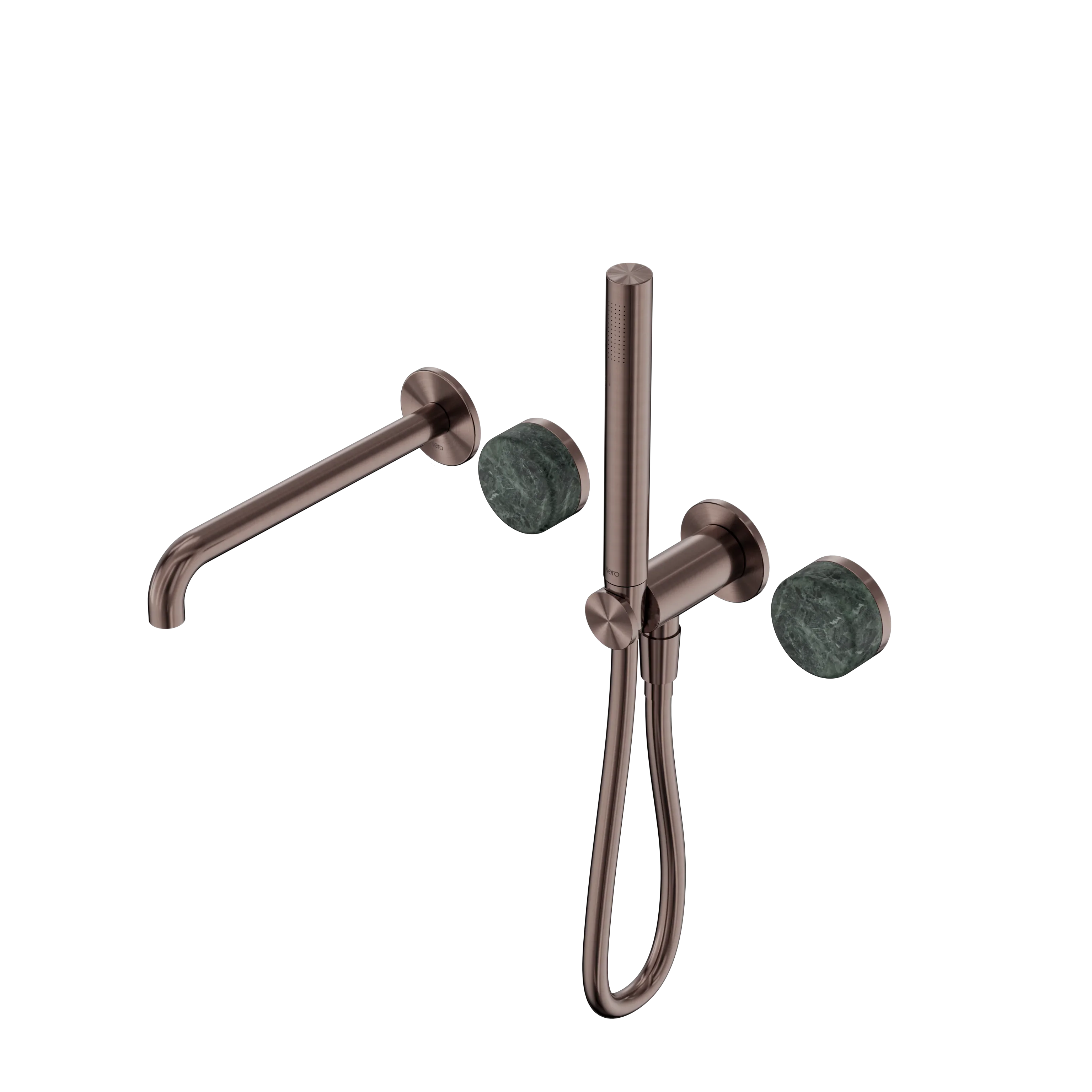 Nero Serenity Progressive Shower System With Spout With Verde Alpi Handle And Slim Shower