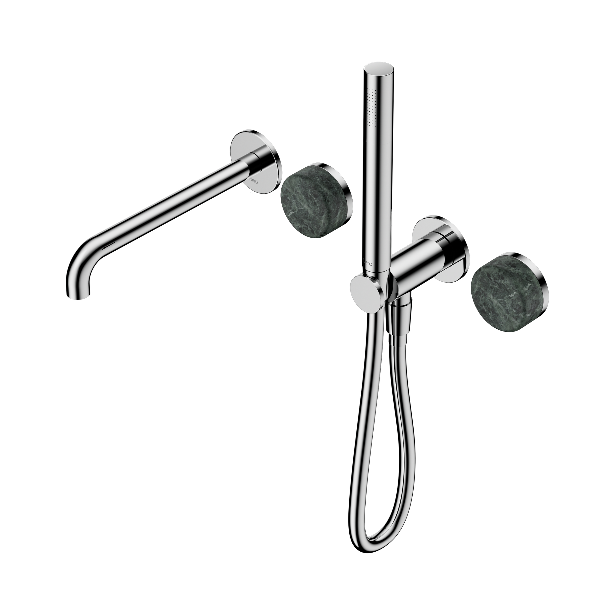 Nero Serenity Progressive Shower System With Spout With Verde Alpi Handle And Slim Shower, Chrome