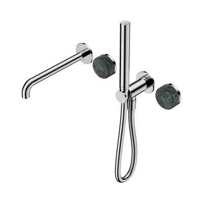 Nero Serenity Progressive Shower System With Spout With Verde Alpi Handle And Slim Shower, Chrome