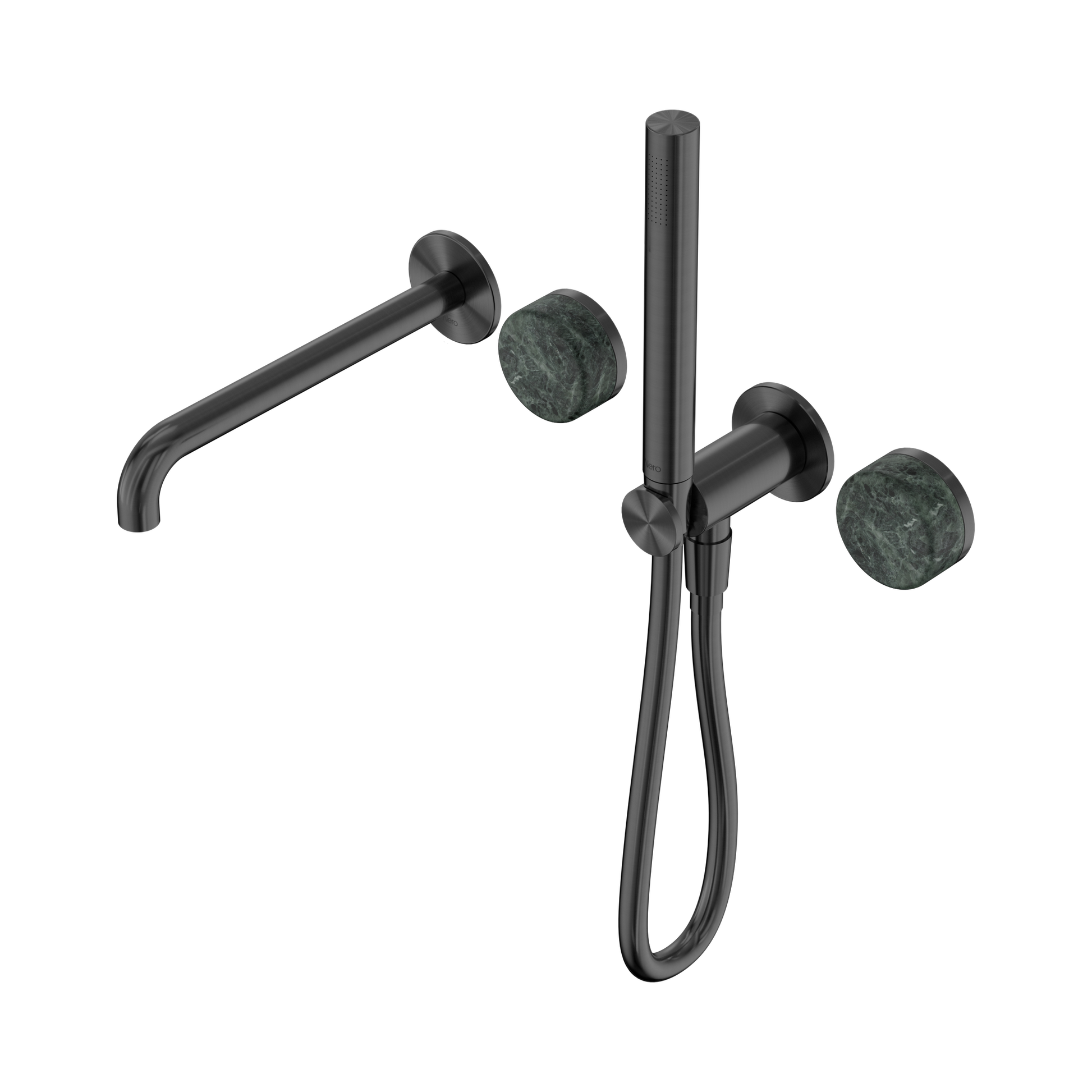 Nero Serenity Progressive Shower System With Spout With Verde Alpi Handle And Slim Shower, Gun Metal