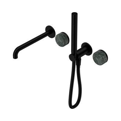 Nero Serenity Progressive Shower System With Spout With Verde Alpi Handle And Slim Shower, Matte Black