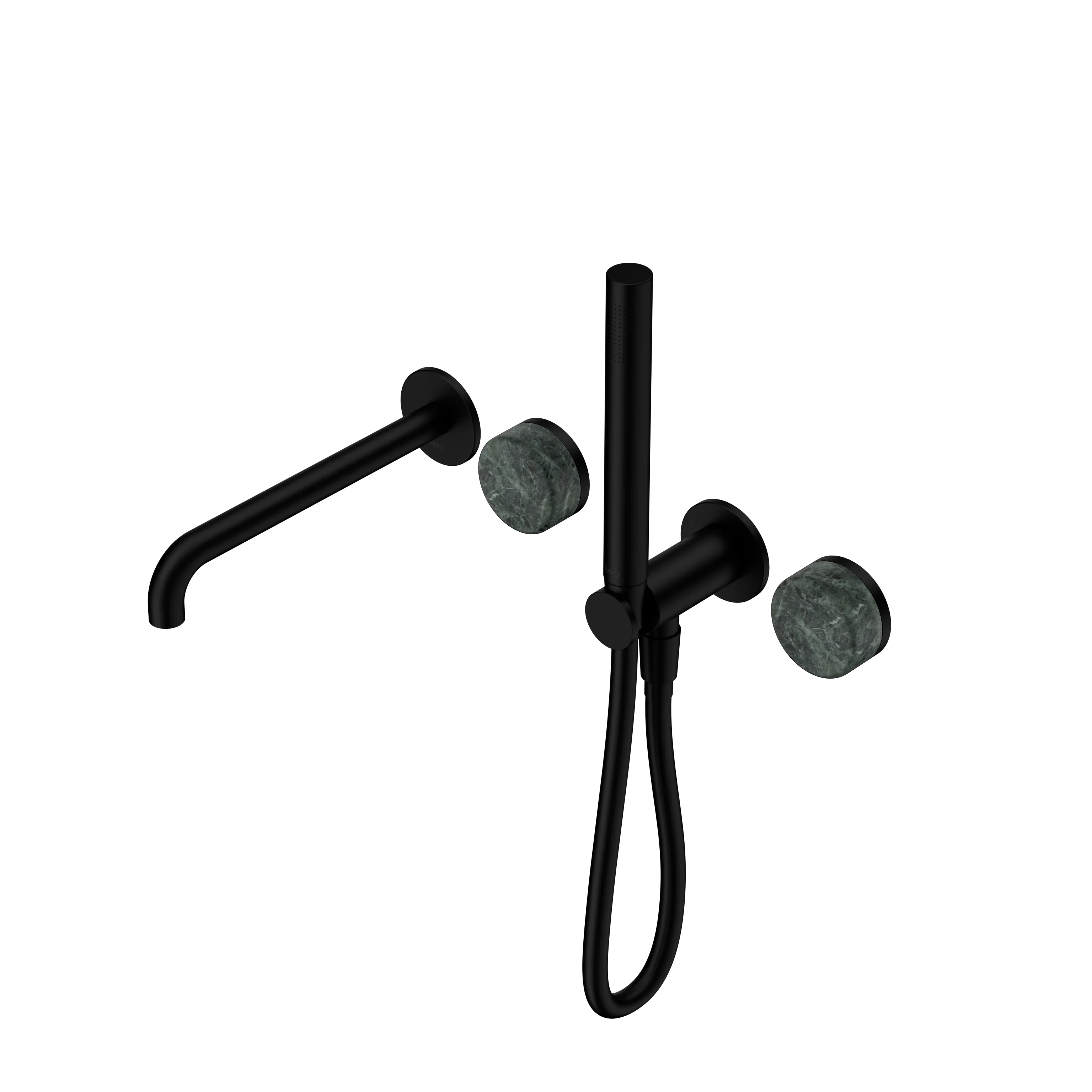 Nero Serenity Progressive Shower System With Spout With Verde Alpi Handle And Slim Shower
