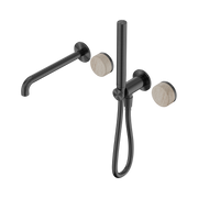 Nero Serenity Progressive Shower System With Spout With Rome Travertine Handle And Slim Shower, Gun Metal