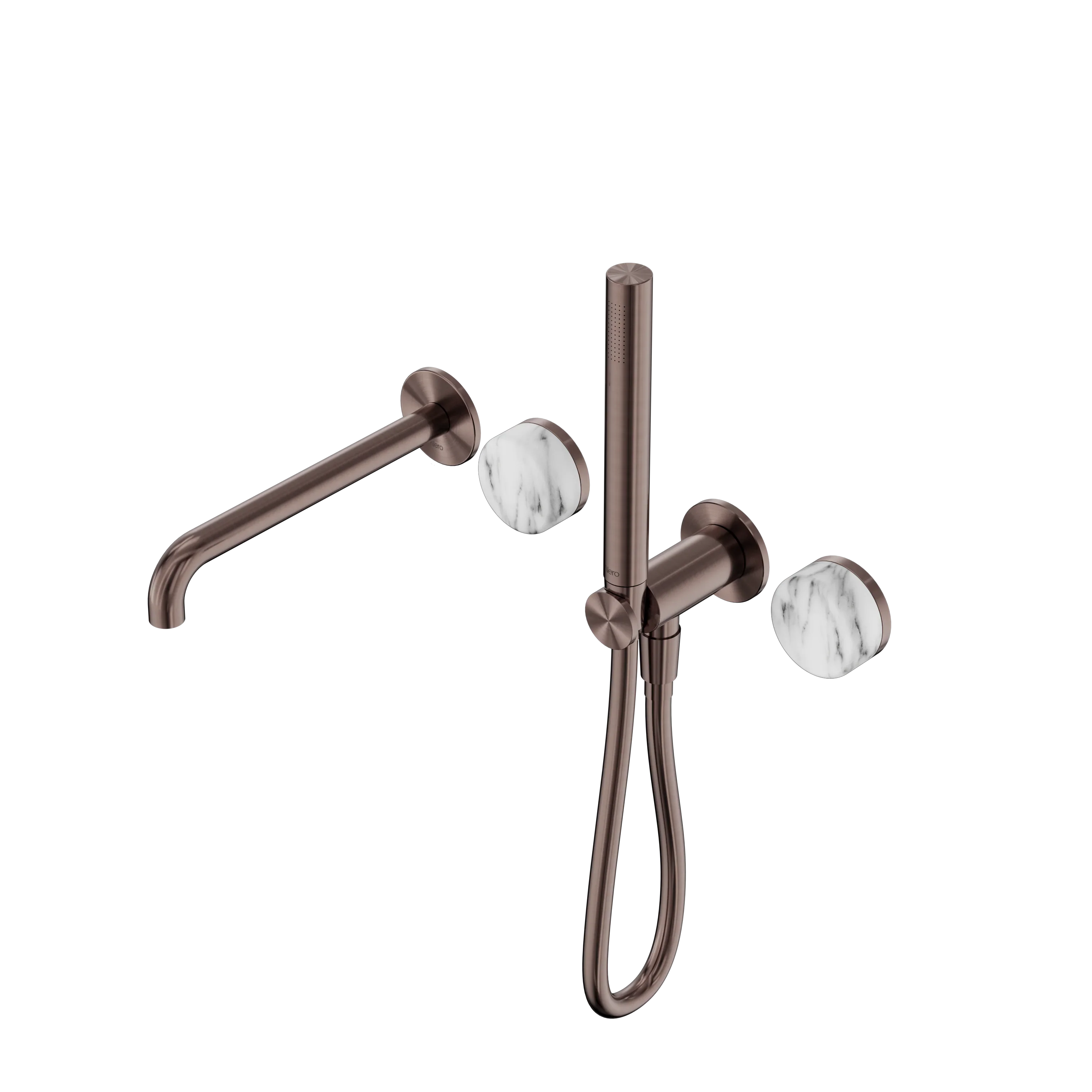 Nero Serenity Progressive Shower System With Spout With Arabescato Corchia Handle And Slim Shower