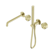 Nero Serenity Progressive Shower System With Spout With Metal Handle And Slim Shower, Brushed Gold