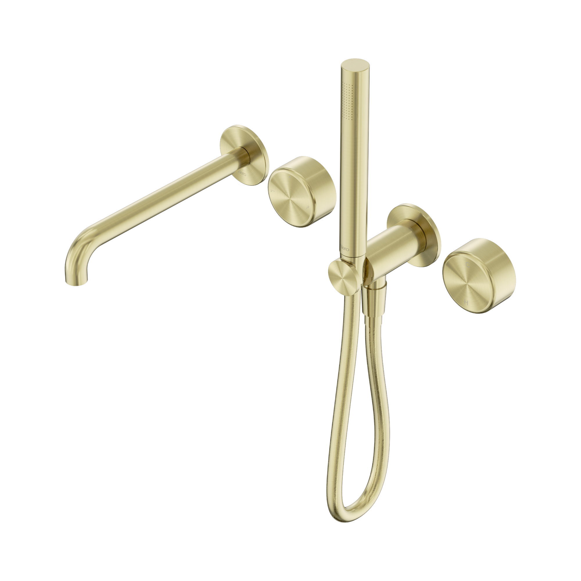 Nero Serenity Progressive Shower System With Spout With Metal Handle And Slim Shower, Brushed Gold
