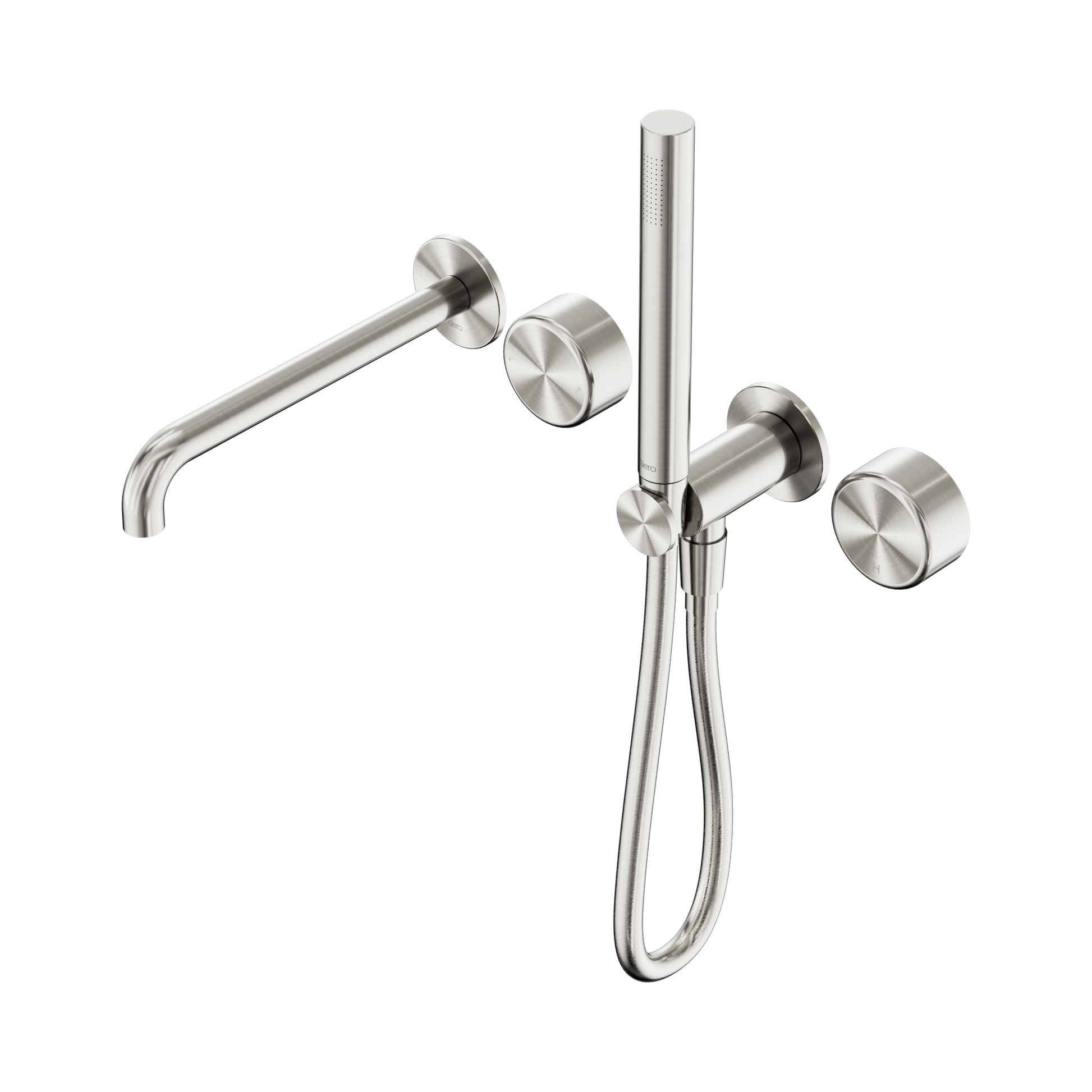 Nero Serenity Progressive Shower System With Spout With Metal Handle And Slim Shower, Brushed Nickel