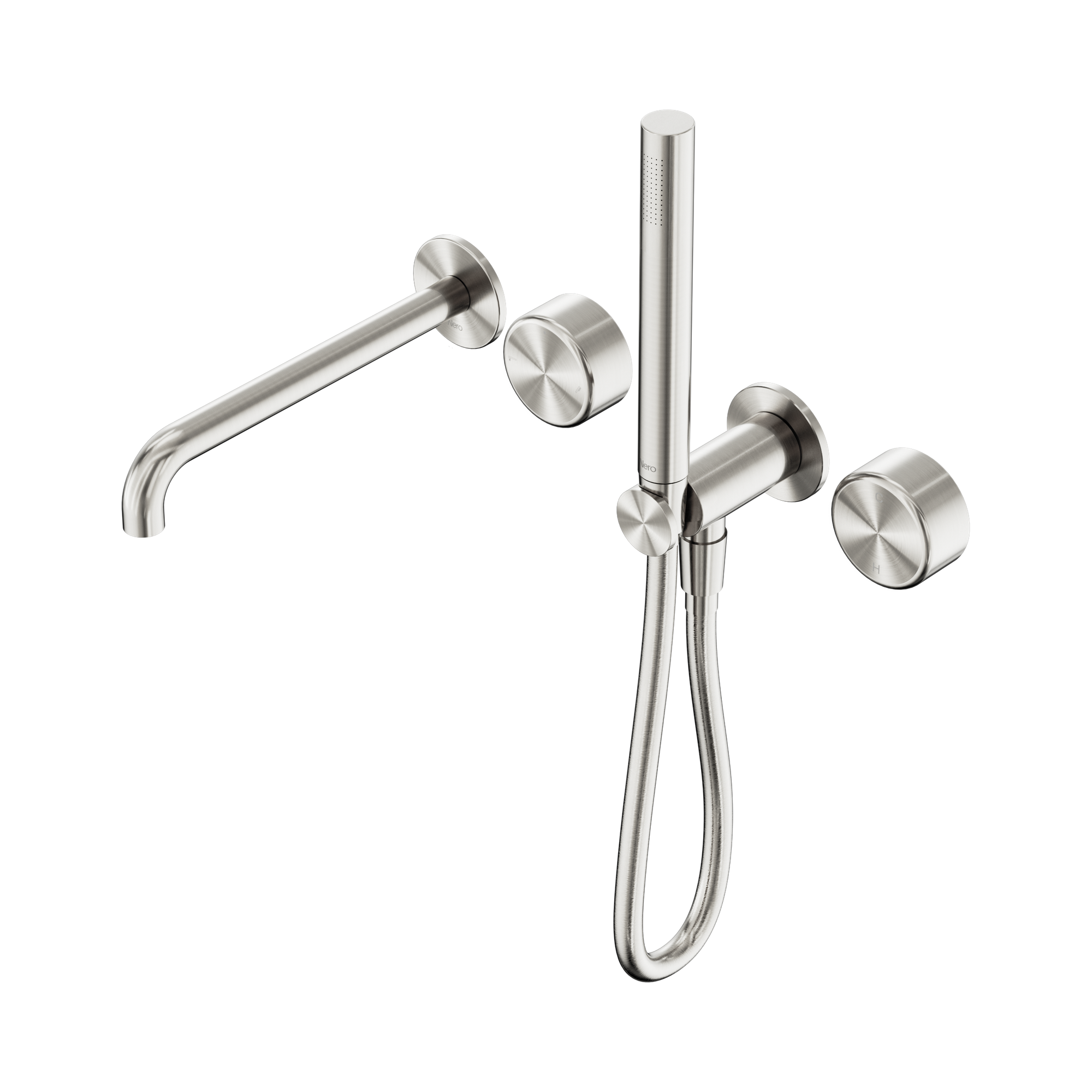 Nero Serenity Progressive Shower System With Spout With Metal Handle And Slim Shower, Brushed Nickel