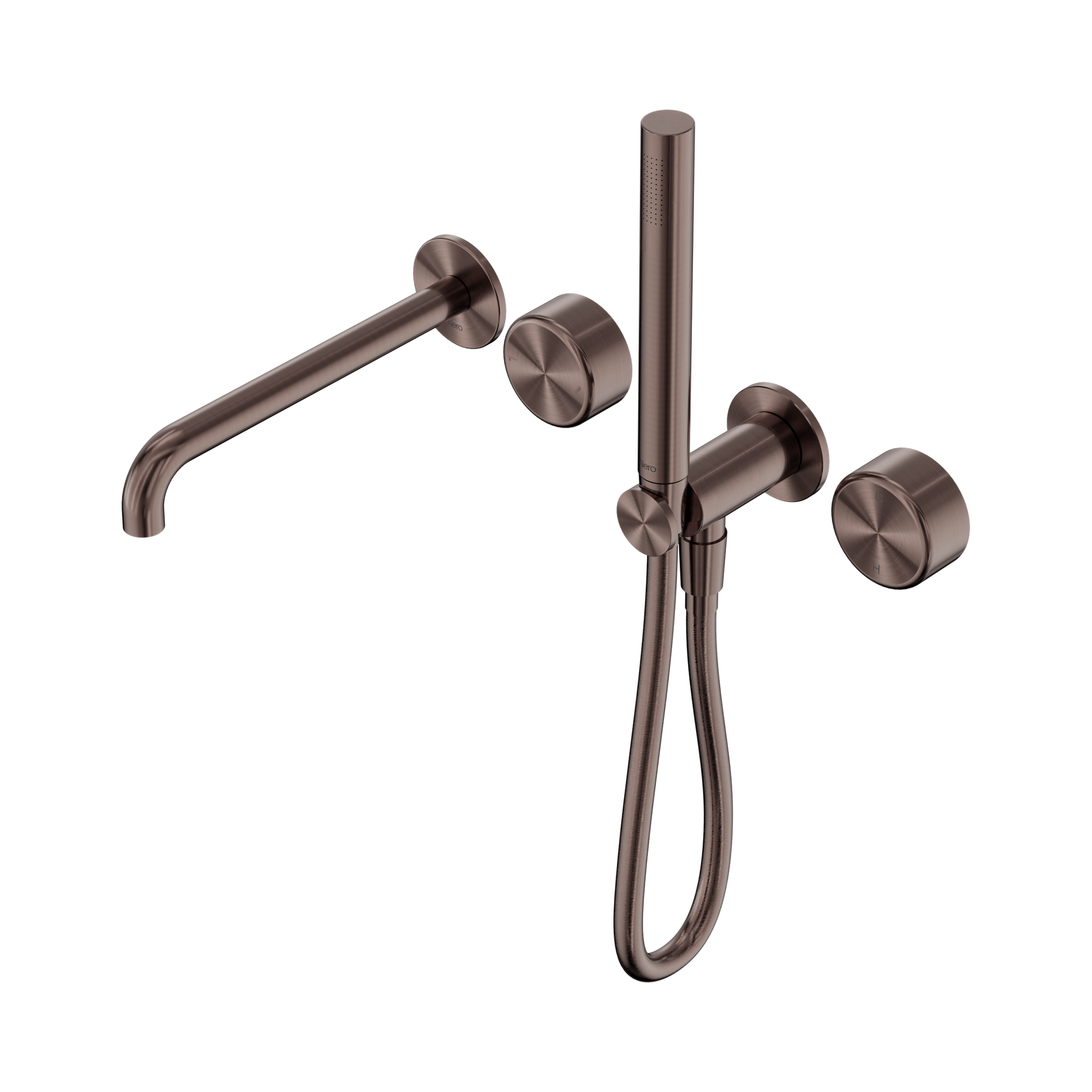 Nero Serenity Progressive Shower System With Spout With Metal Handle And Slim Shower, Brushed Bronze