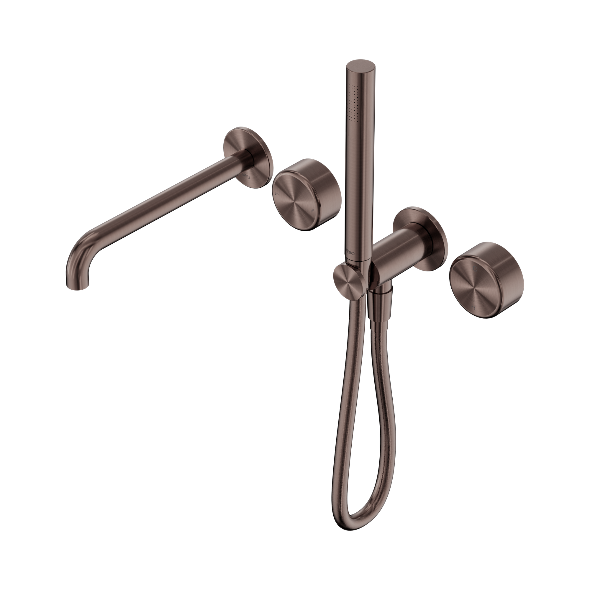 Nero Serenity Progressive Shower System With Spout With Metal Handle And Slim Shower, Brushed Bronze