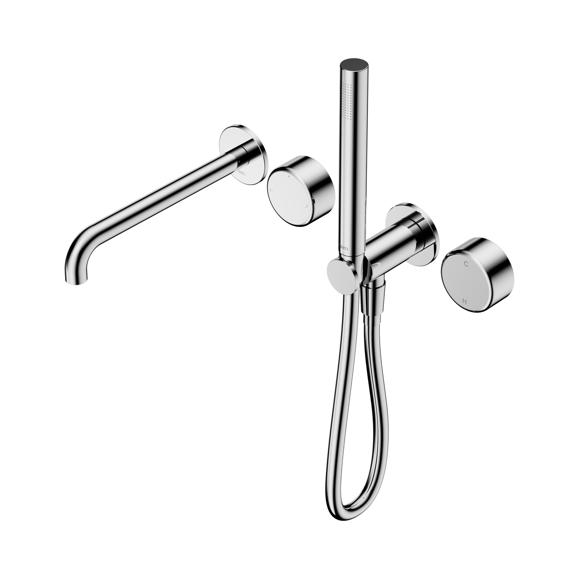 Nero Serenity Progressive Shower System With Spout With Metal Handle And Slim Shower, Chrome