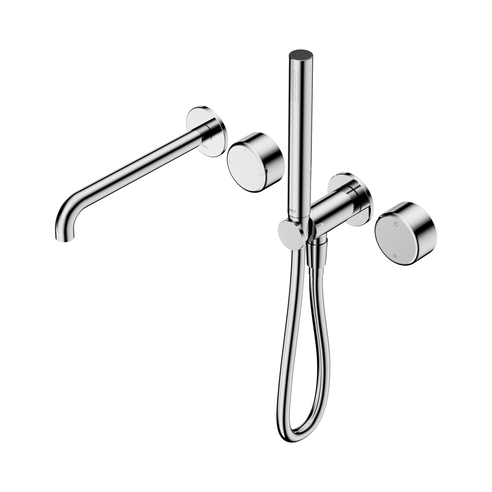 Nero Serenity Progressive Shower System With Spout With Metal Handle And Slim Shower, Chrome