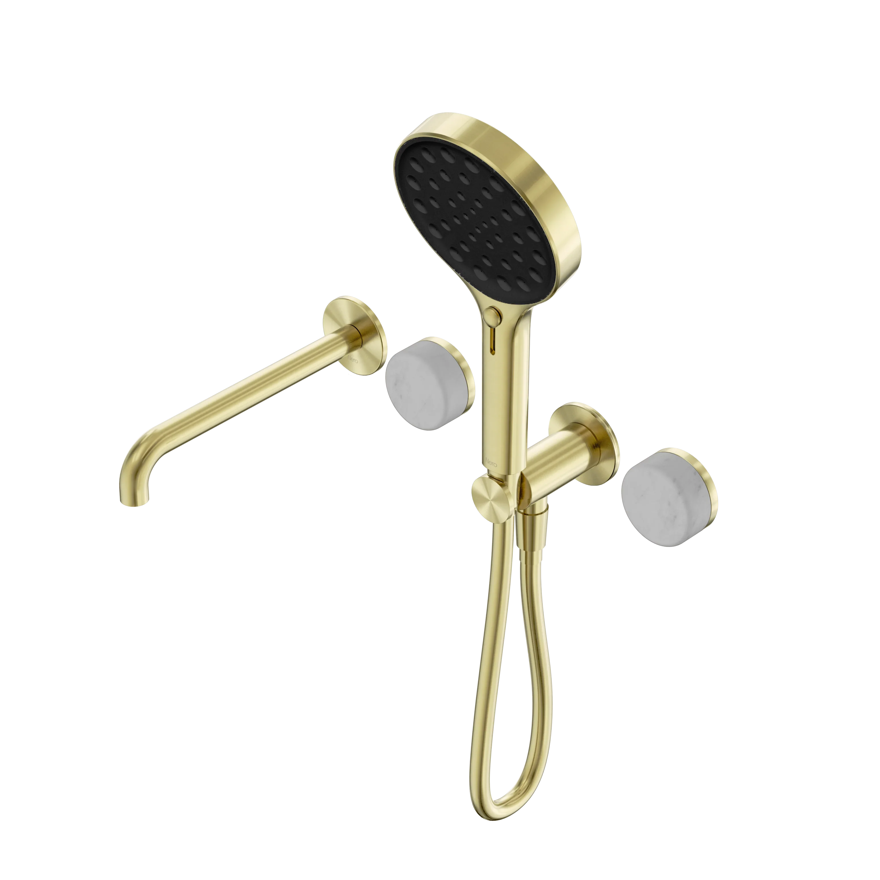 Nero Serenity Progressive Shower System With Spout With Carrara Handle And Serenity Hand Shower