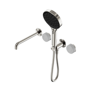 Nero Serenity Progressive Shower System With Spout With Carrara Handle And Serenity Hand Shower, Brushed Nickel