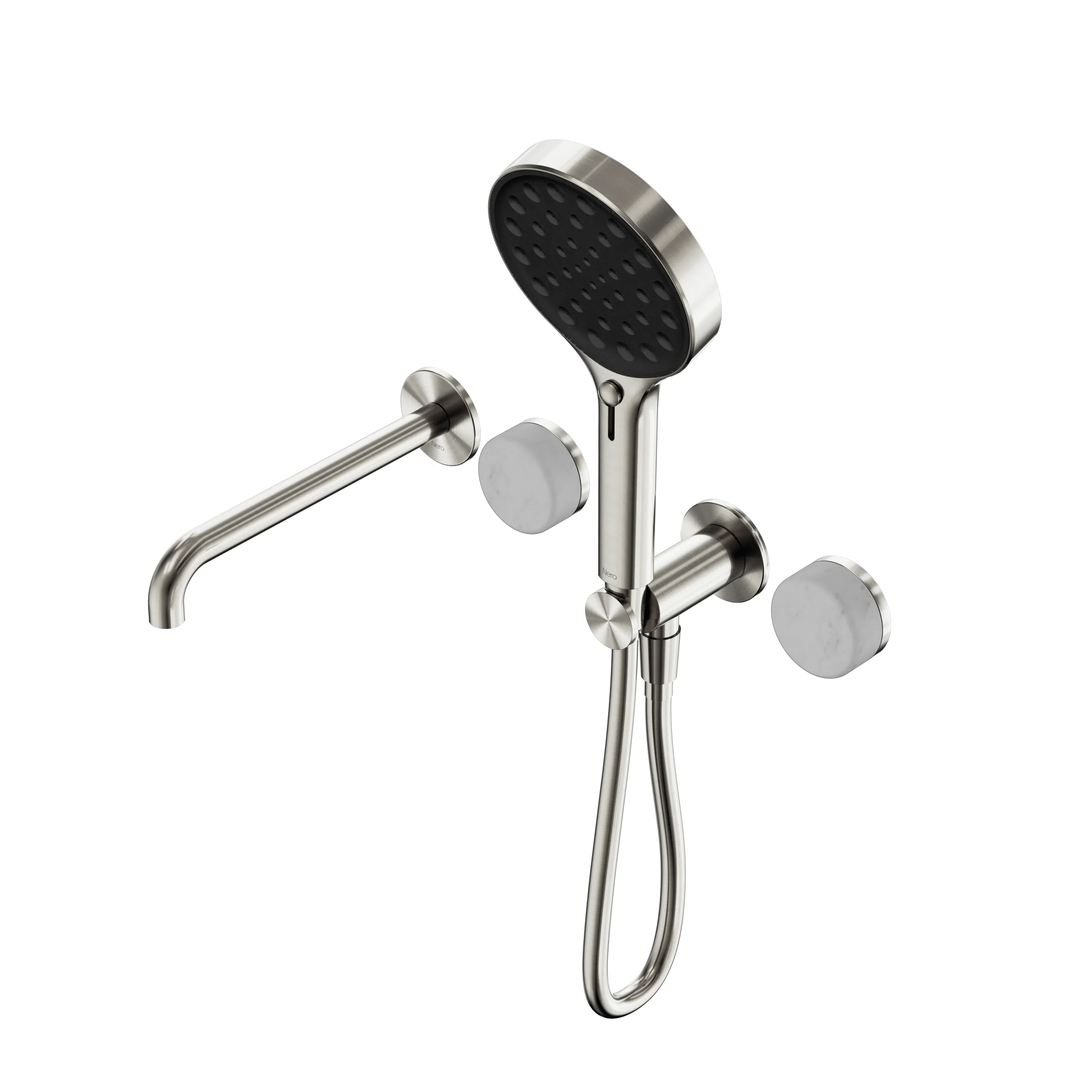 Nero Serenity Progressive Shower System With Spout With Carrara Handle And Serenity Hand Shower