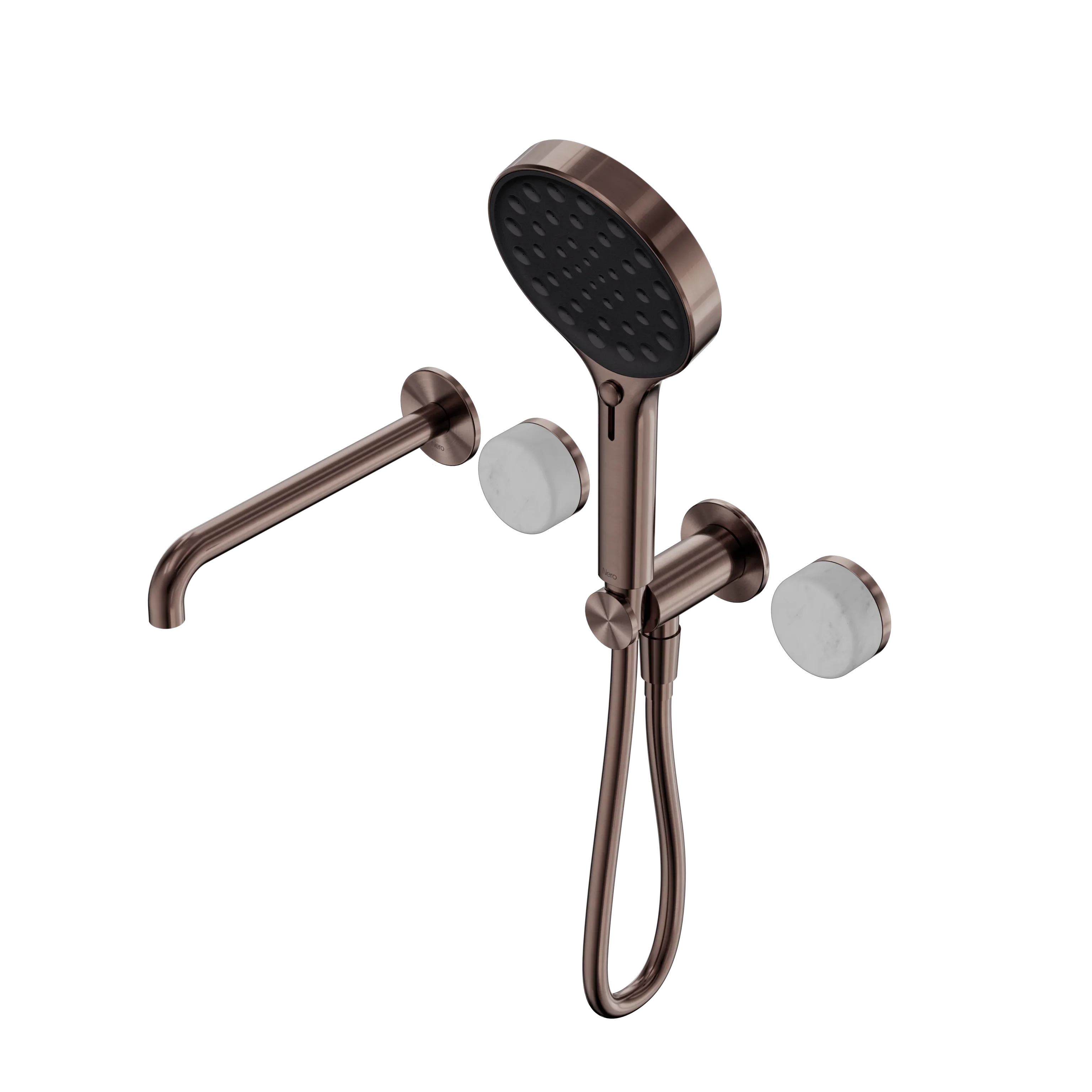 Nero Serenity Progressive Shower System With Spout With Carrara Handle And Serenity Hand Shower