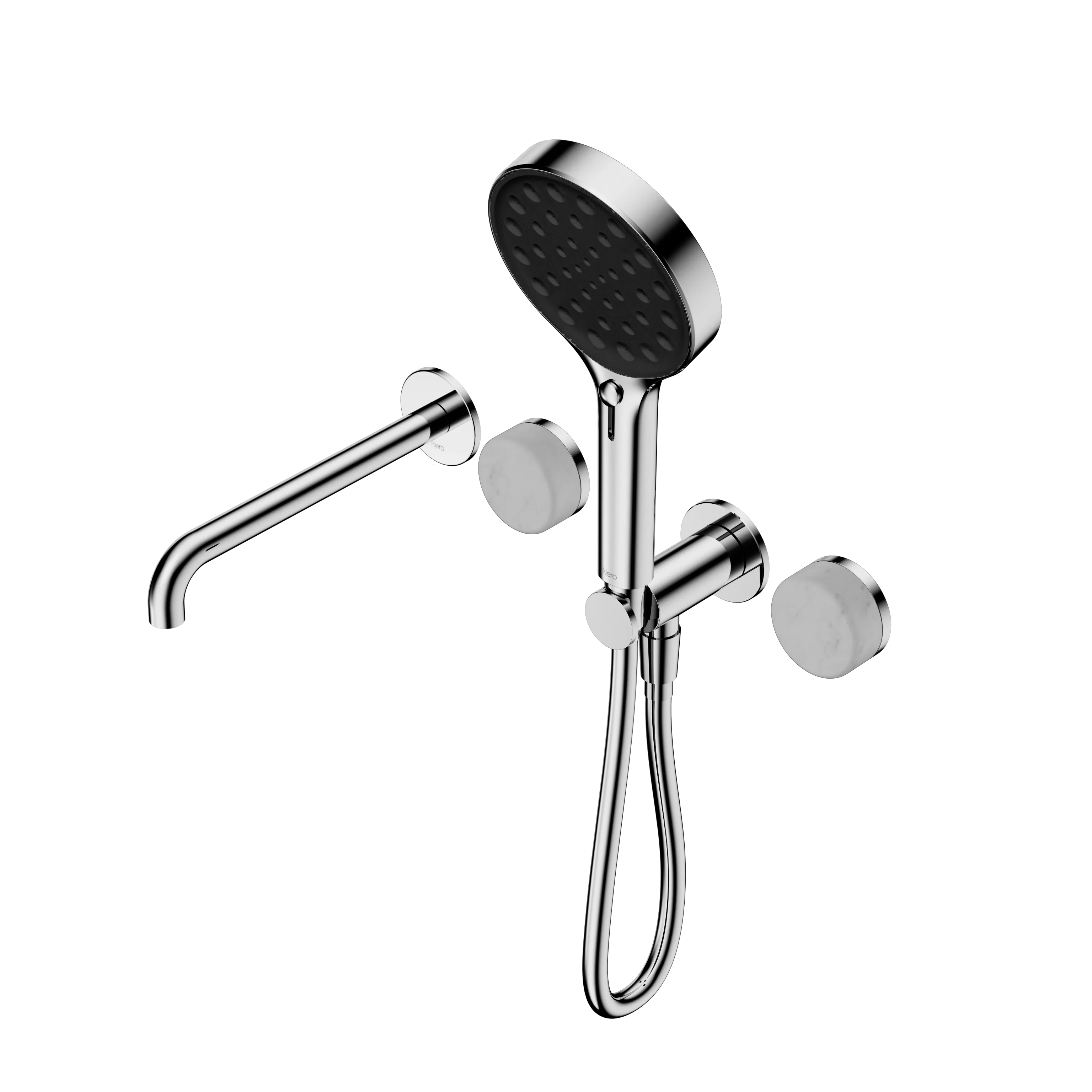 Nero Serenity Progressive Shower System With Spout With Carrara Handle And Serenity Hand Shower