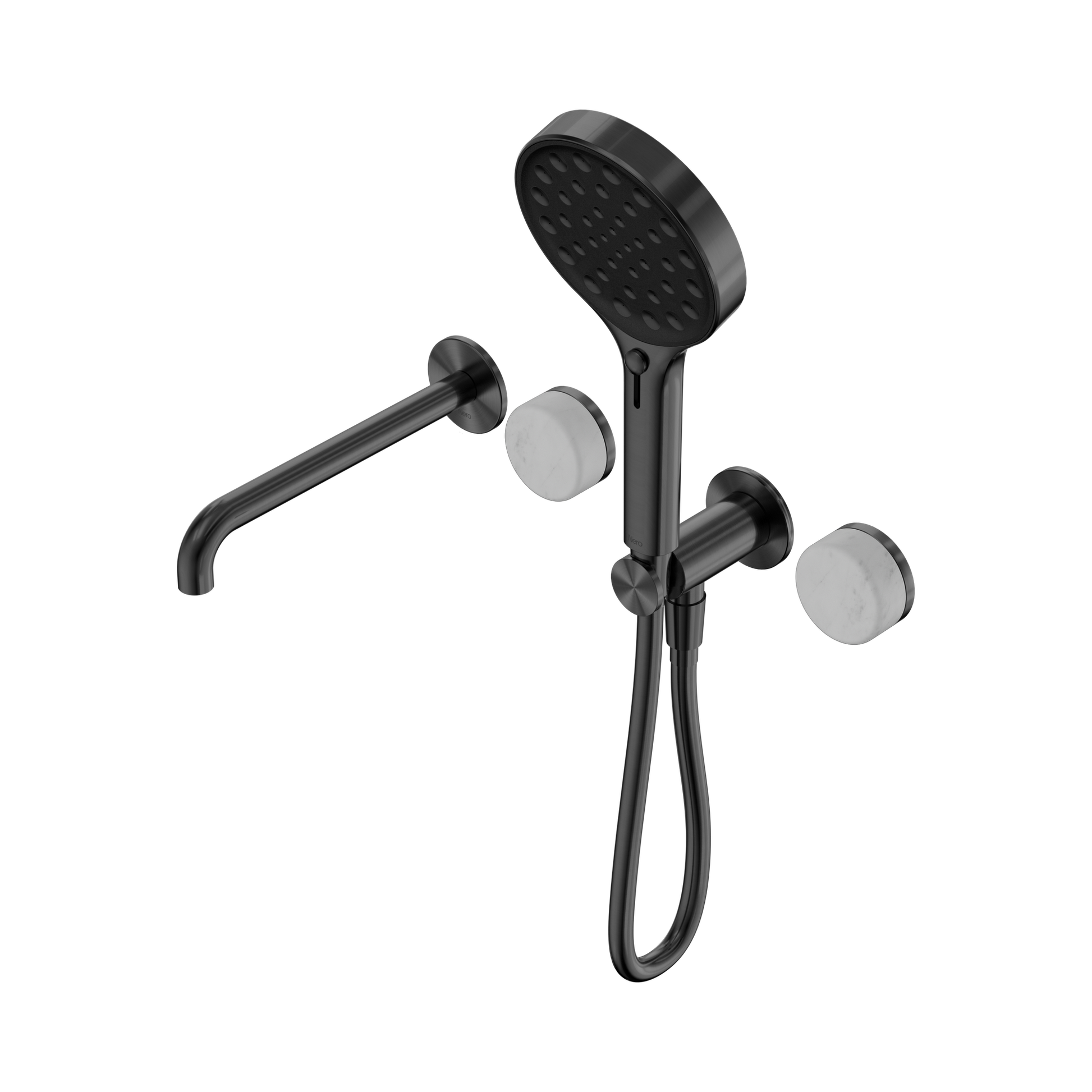 Nero Serenity Progressive Shower System With Spout With Carrara Handle And Serenity Hand Shower, Gun Metal