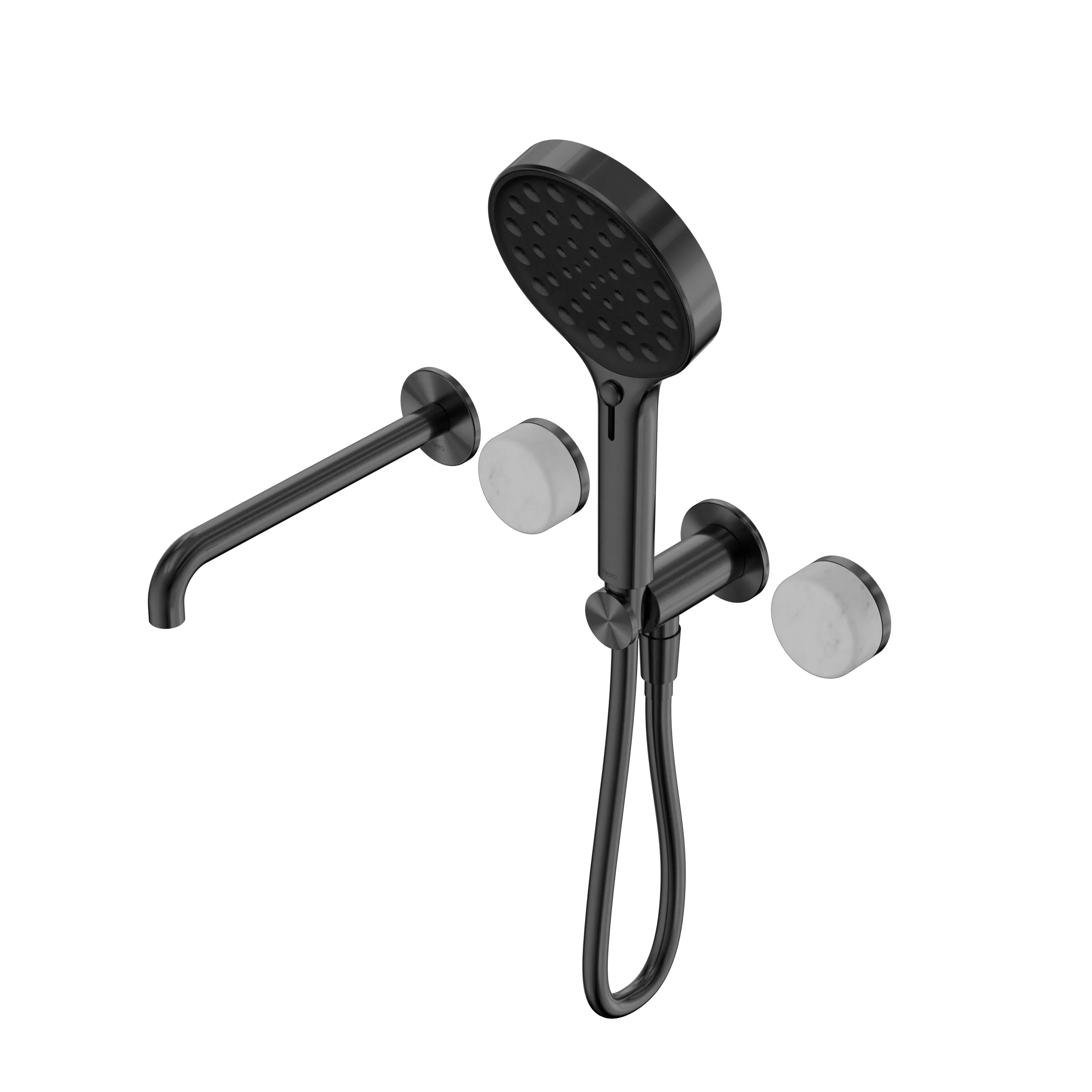 Nero Serenity Progressive Shower System With Spout With Carrara Handle And Serenity Hand Shower