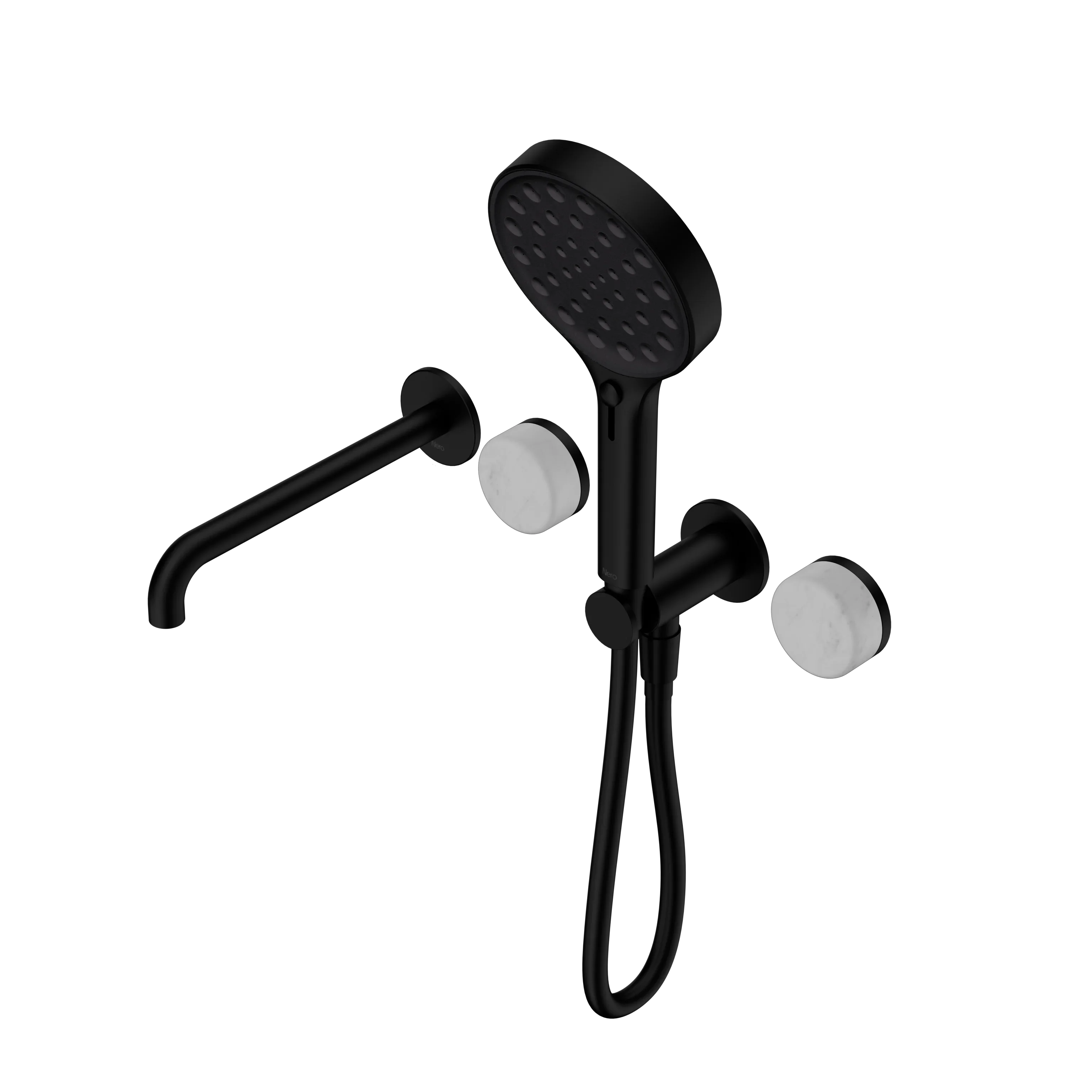 Nero Serenity Progressive Shower System With Spout With Carrara Handle And Serenity Hand Shower