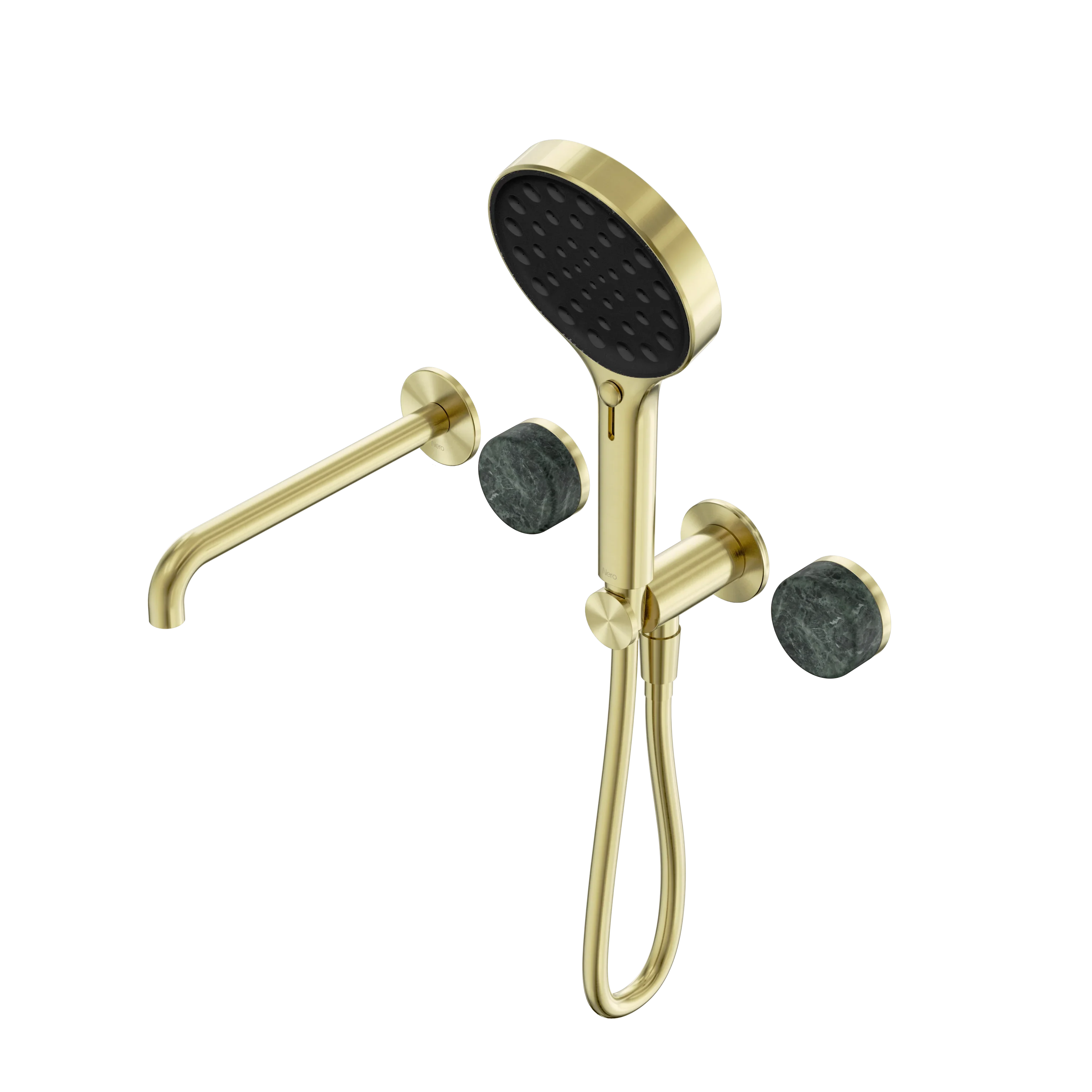 Nero Serenity Progressive Shower System With Spout With Verde Alpi Handle And Serenity Hand Shower