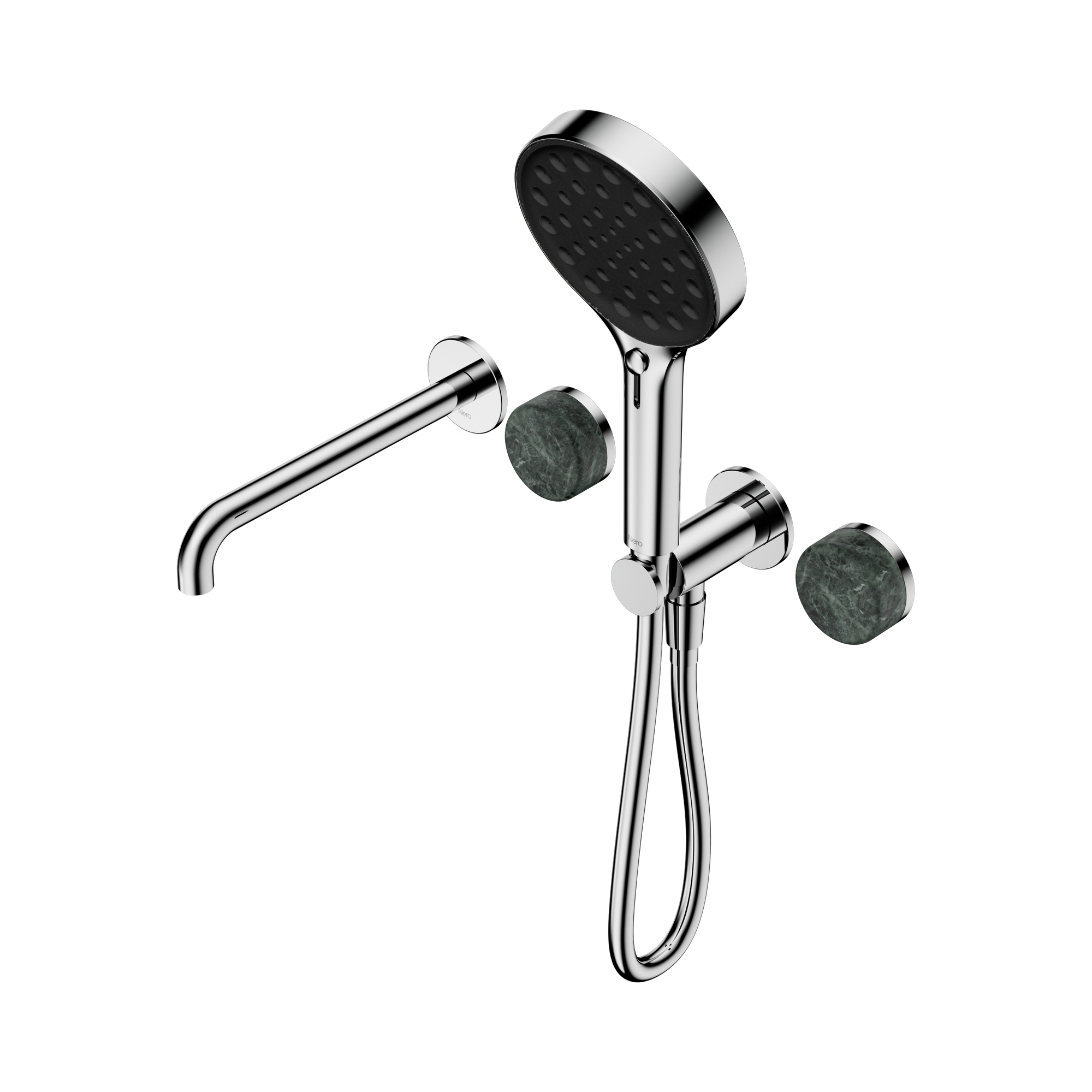 Nero Serenity Progressive Shower System With Spout With Verde Alpi Handle And Serenity Hand Shower, Chrome