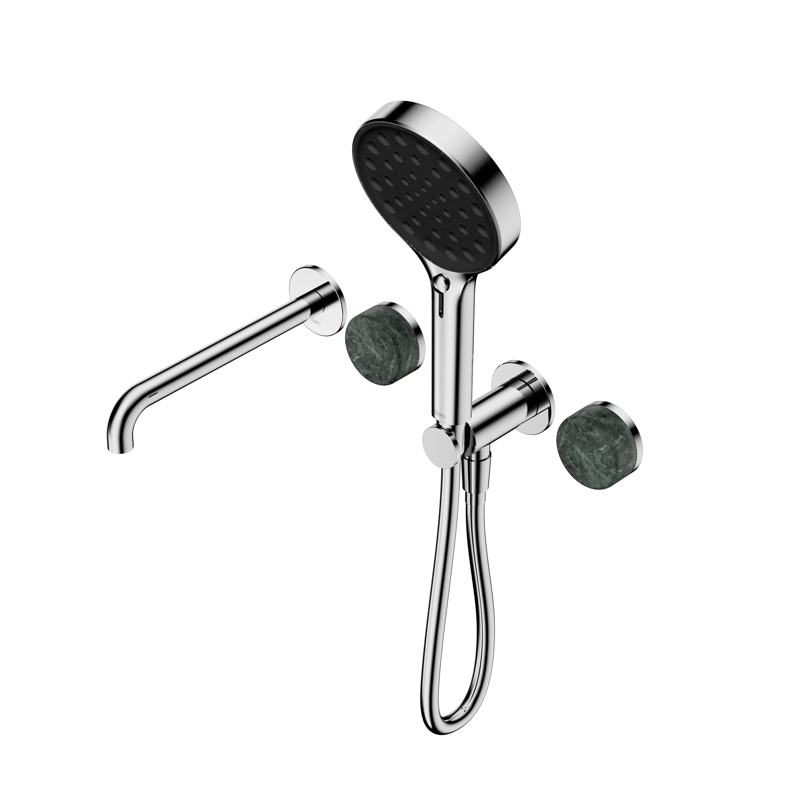 Nero Serenity Progressive Shower System With Spout With Verde Alpi Handle And Serenity Hand Shower