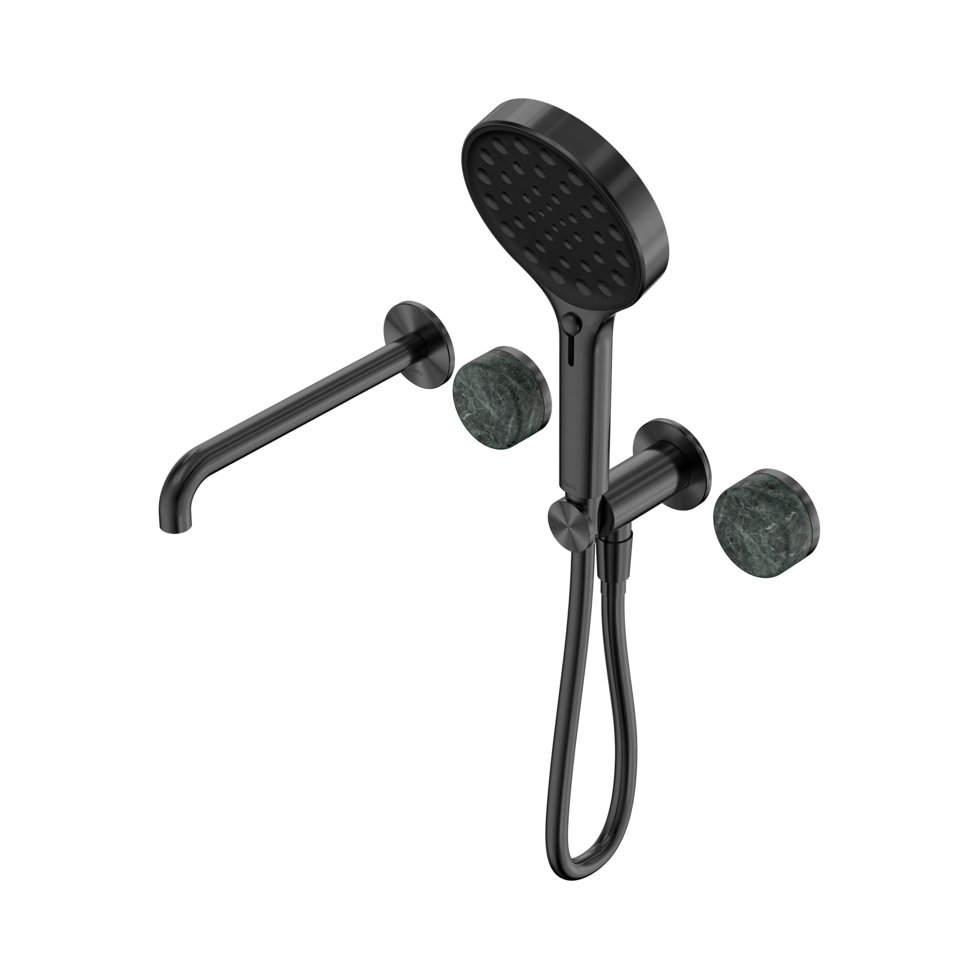 Nero Serenity Progressive Shower System With Spout With Verde Alpi Handle And Serenity Hand Shower, Gun Metal