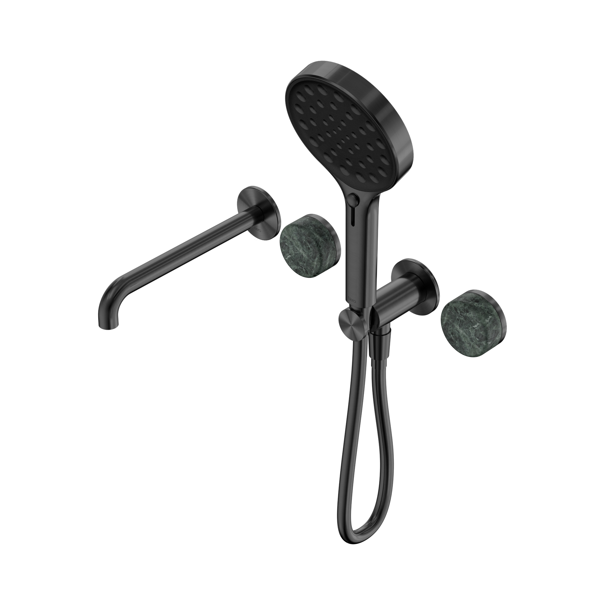 Nero Serenity Progressive Shower System With Spout With Verde Alpi Handle And Serenity Hand Shower, Gun Metal