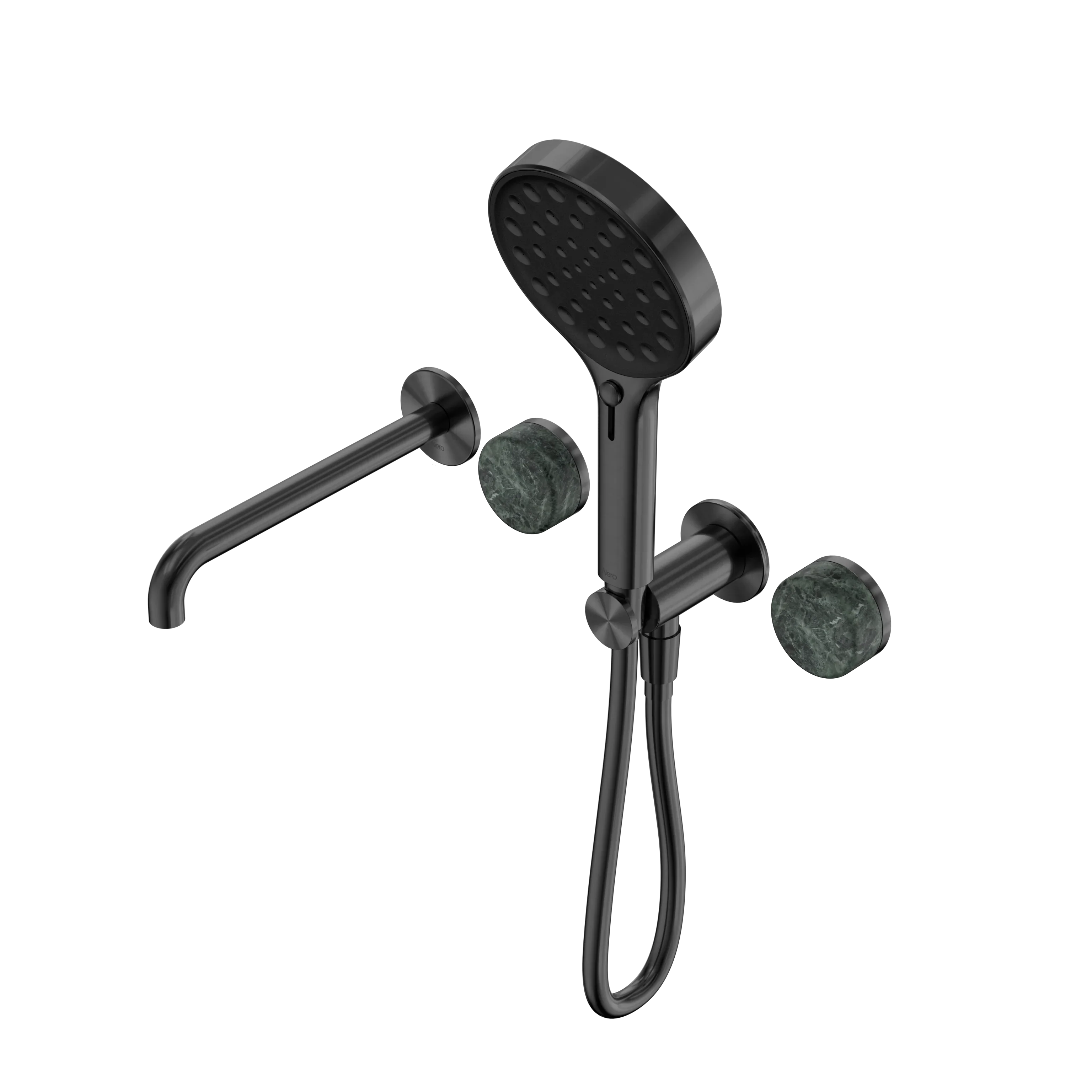 Nero Serenity Progressive Shower System With Spout With Verde Alpi Handle And Serenity Hand Shower