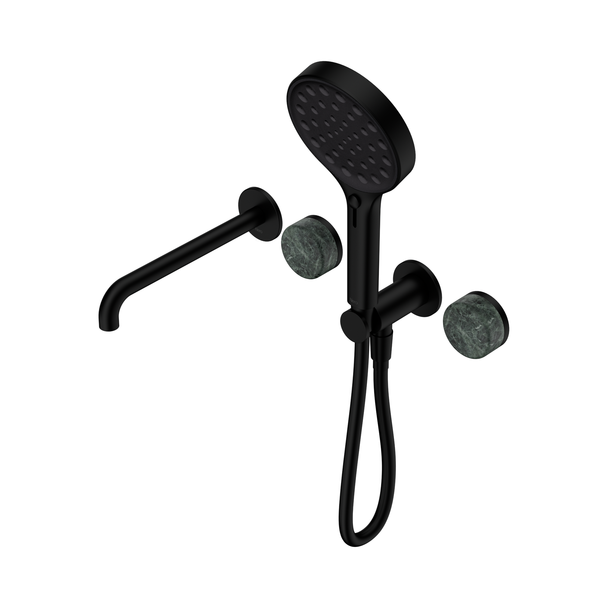 Nero Serenity Progressive Shower System With Spout With Verde Alpi Handle And Serenity Hand Shower, Matte Black