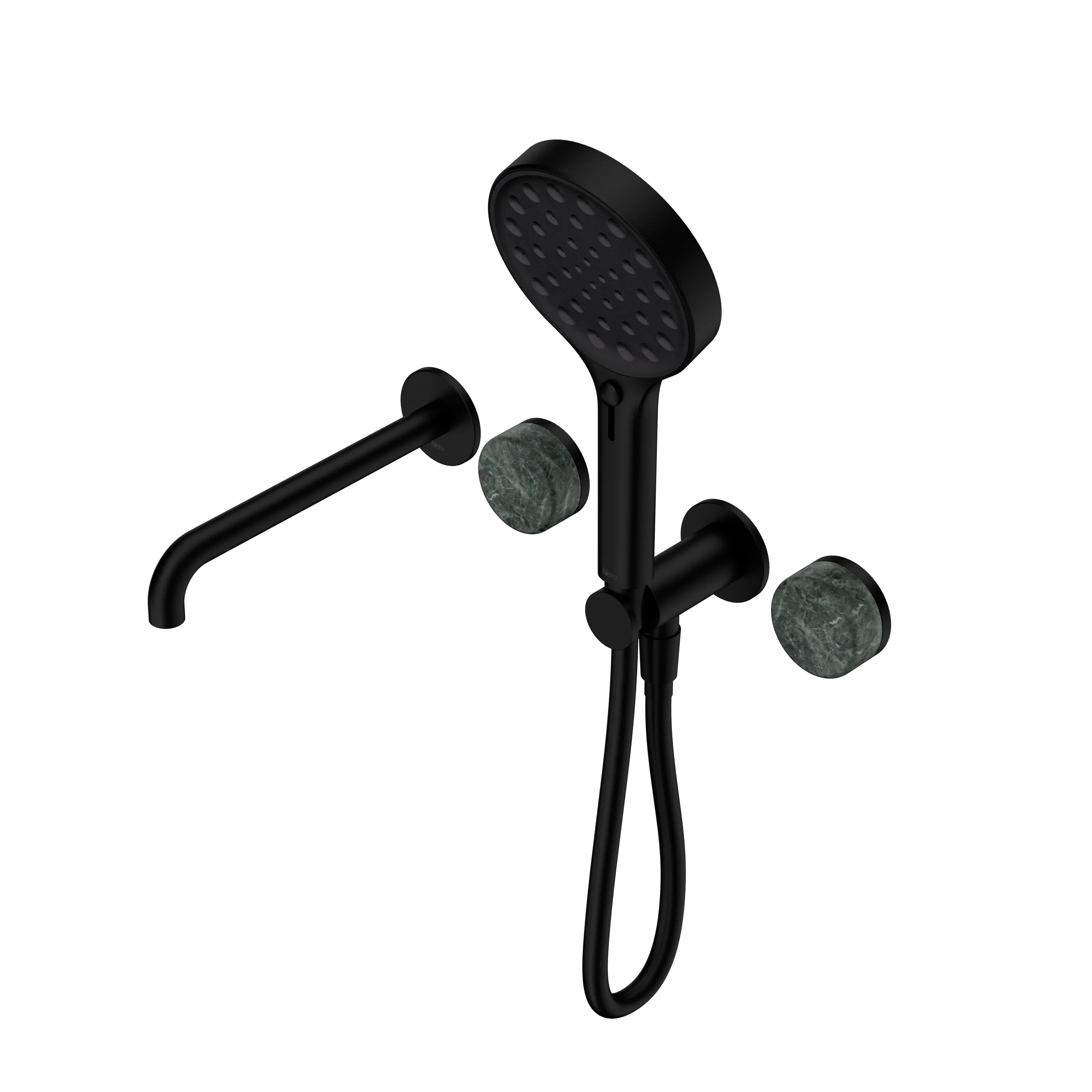 Nero Serenity Progressive Shower System With Spout With Verde Alpi Handle And Serenity Hand Shower