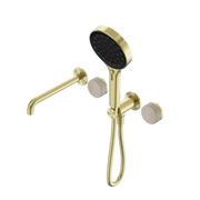 Nero Serenity Progressive Shower System With Spout With Rome Travertine Handle And Serenity Hand Shower