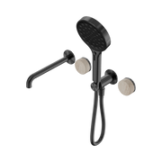 Nero Serenity Progressive Shower System With Spout With Rome Travertine Handle And Serenity Hand Shower, Gun Metal