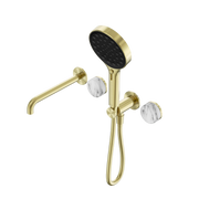Nero Serenity Progressive Shower System With Spout With Arabescato Corchia Handle And Serenity Hand Shower