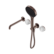 Nero Serenity Progressive Shower System With Spout With Arabescato Corchia Handle And Serenity Hand Shower, Brushed Bronze