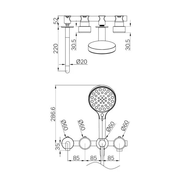 Nero Serenity Progressive Shower System With Spout With Metal Handle And Serenity Hand Shower