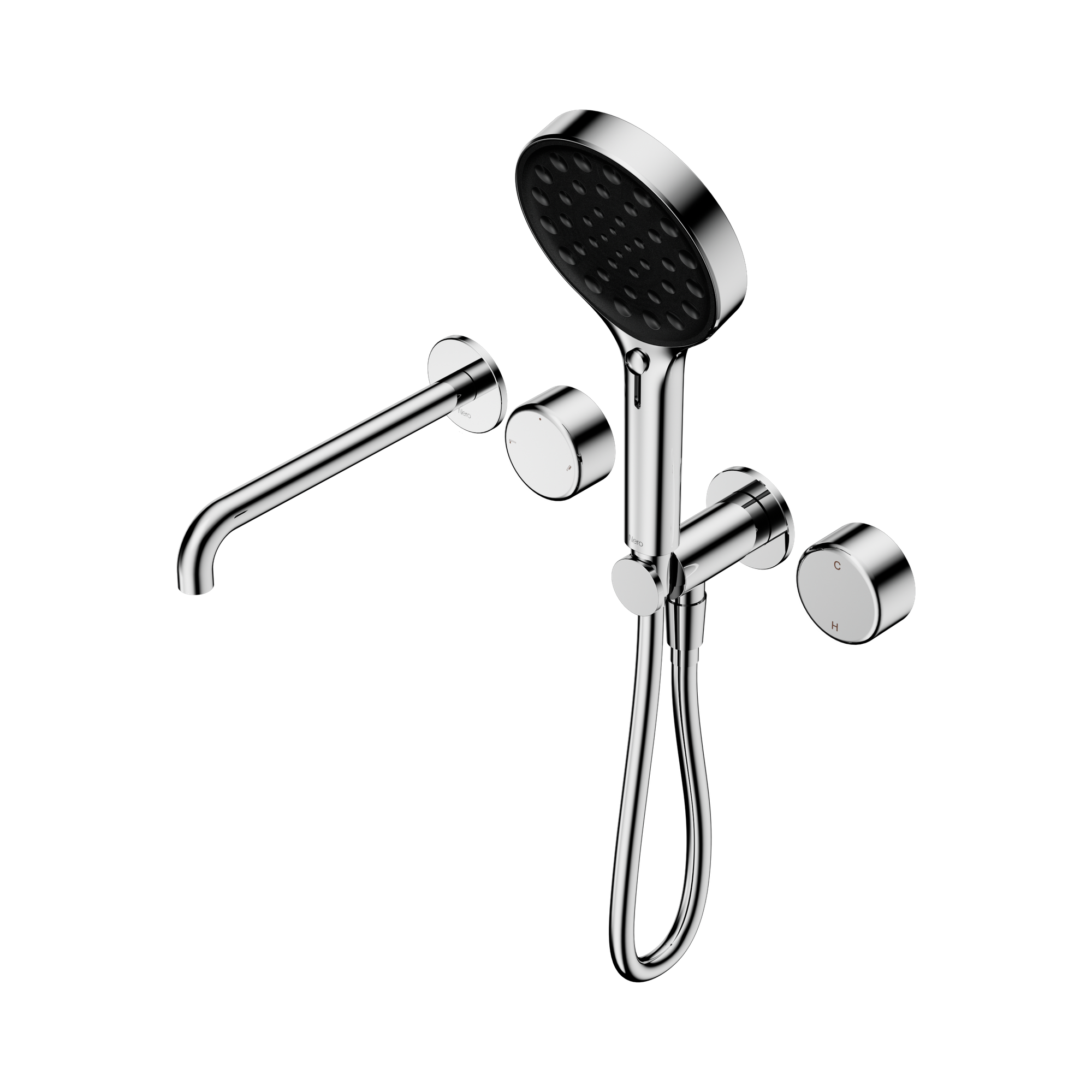 Nero Serenity Progressive Shower System With Spout With Metal Handle And Serenity Hand Shower, Chrome