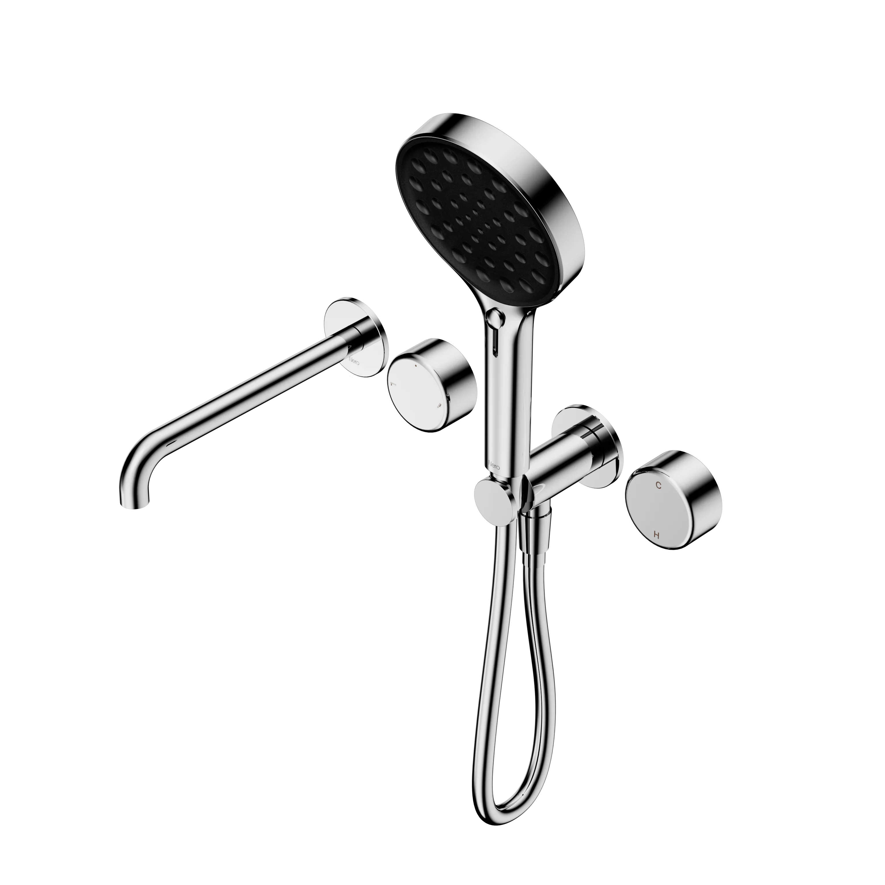 Nero Serenity Progressive Shower System With Spout With Metal Handle And Serenity Hand Shower