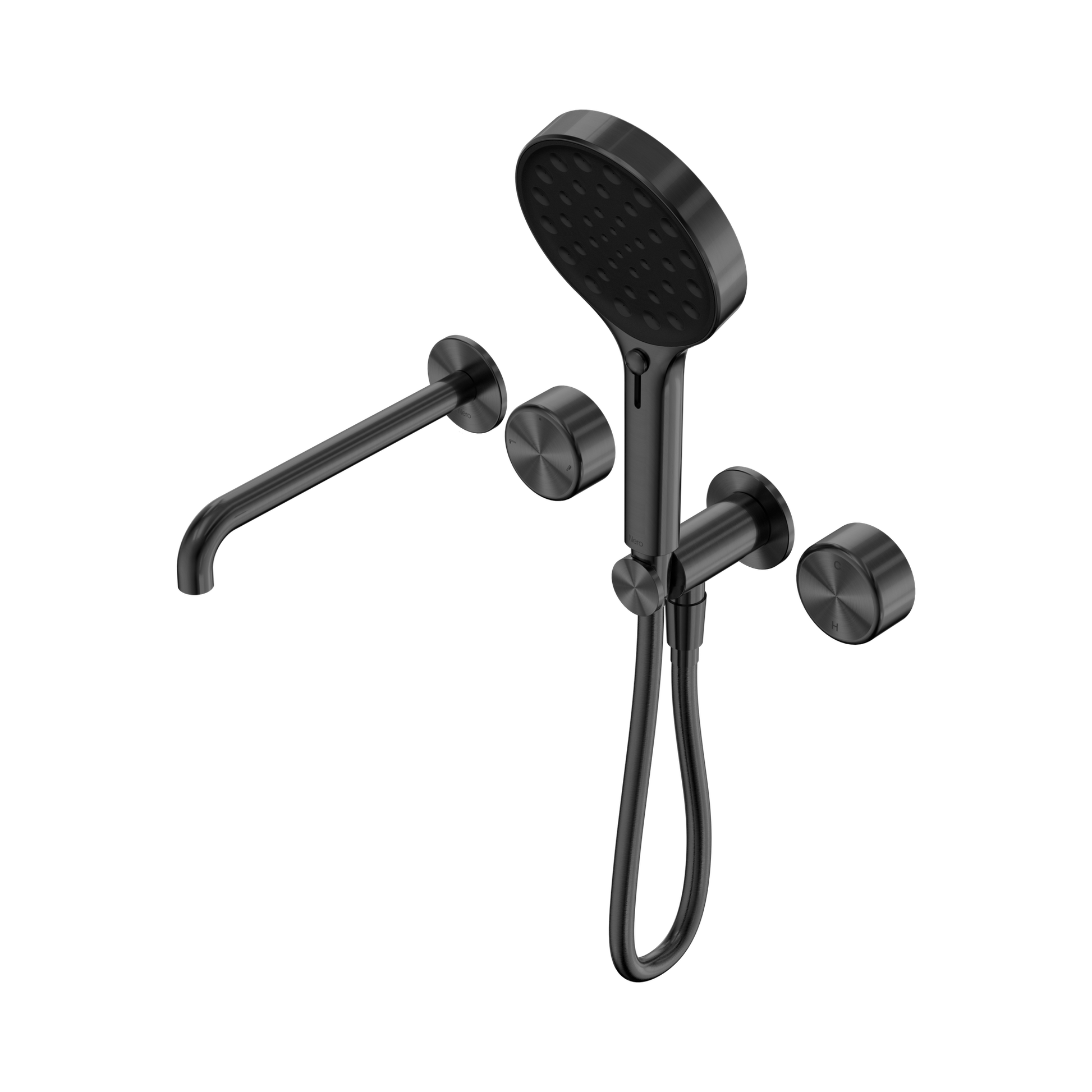 Nero Serenity Progressive Shower System With Spout With Metal Handle And Serenity Hand Shower, Gun Metal