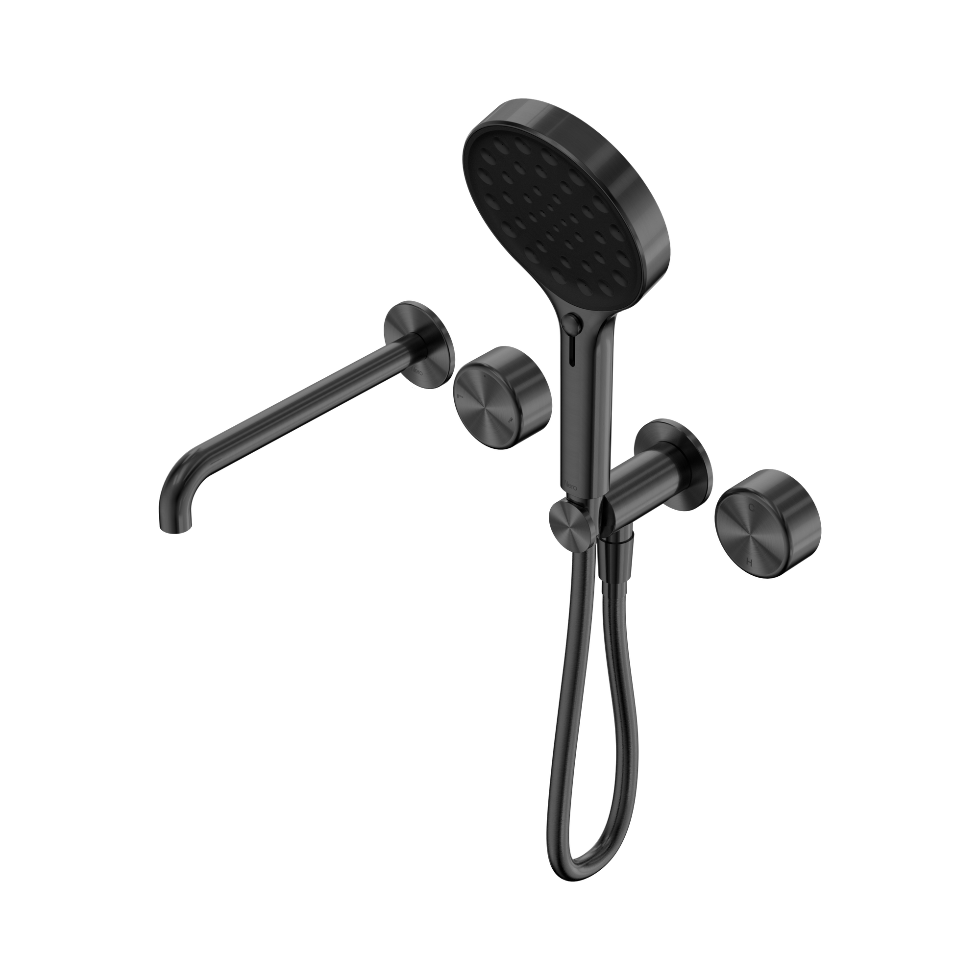 Nero Serenity Progressive Shower System With Spout With Metal Handle And Serenity Hand Shower, Gun Metal