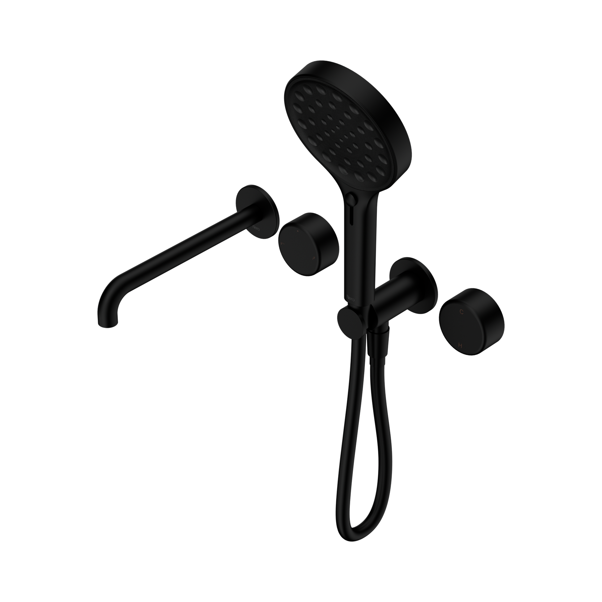 Nero Serenity Progressive Shower System With Spout With Metal Handle And Serenity Hand Shower, Matte Black