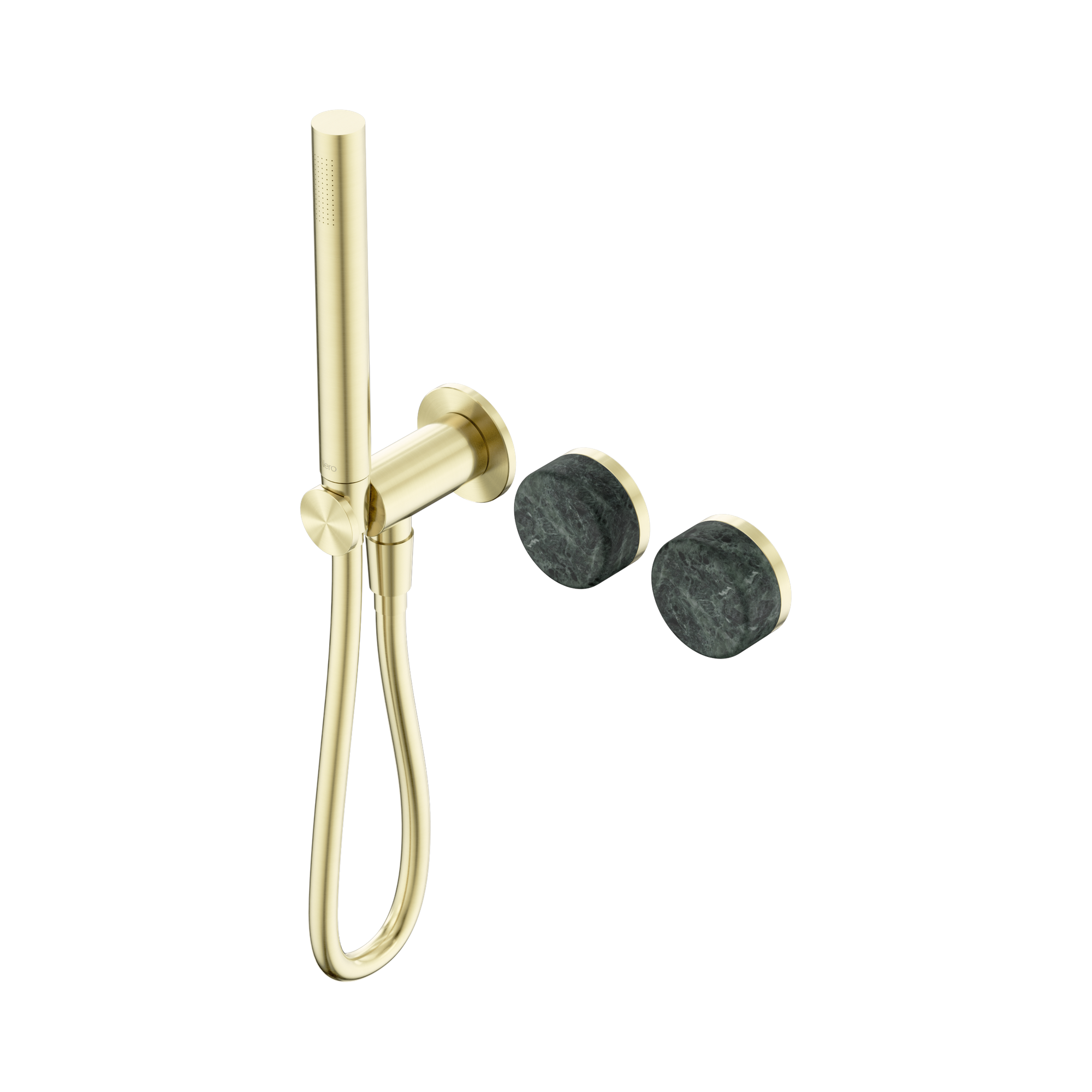 Nero Serenity Progressive Shower System With Verde Alpi Handle And Slim Shower, Brushed Gold