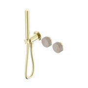 Nero Serenity Progressive Shower System With Rome Travertine Handle And Slim Shower, Brushed Gold